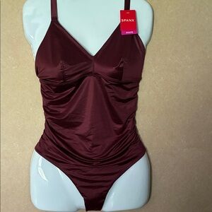 SPANX Deep Burgundy Shaping Satin One-Piece Thong Shapeware